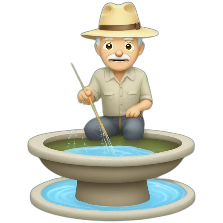 old man breeding mosquitoes in bird bath emoji