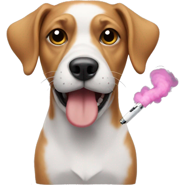 a dog with a vape emoji