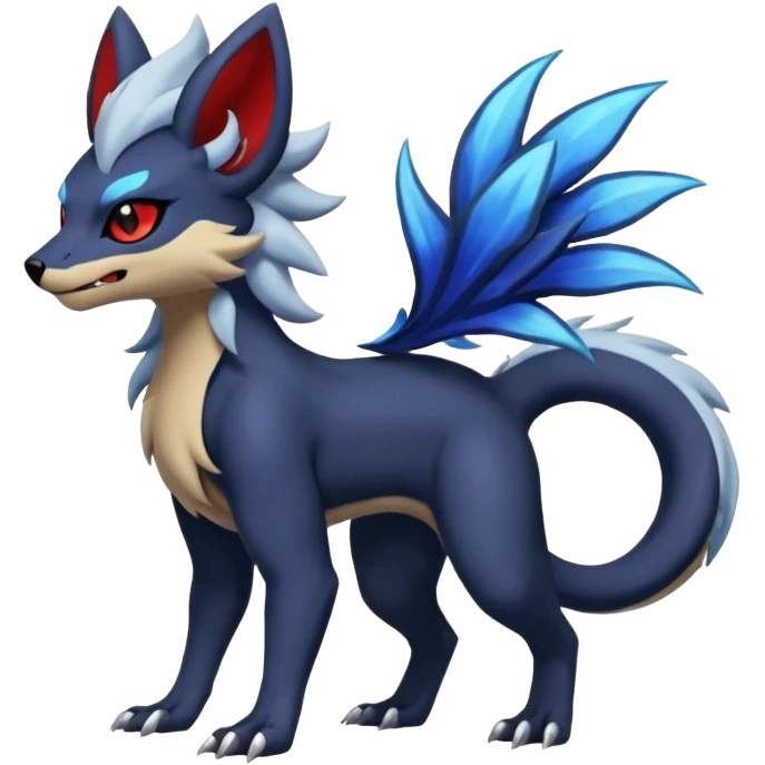 Exotic colorful cool handsome elemental exotic Zorua-Absol-Salandit-fusion (full body) emoji
