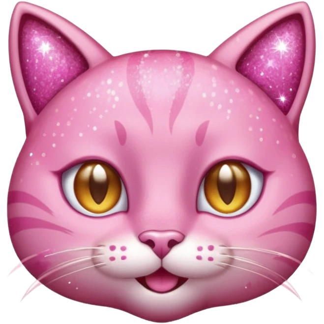 glitter pink cat happy winking emoji