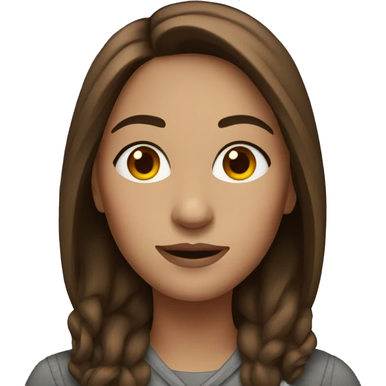 Woman with brown hair and middle part emoji