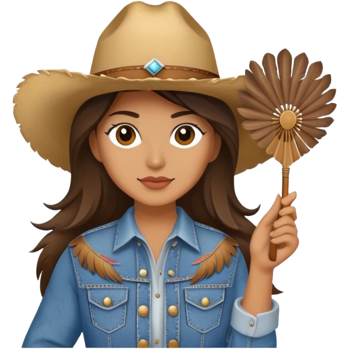 Cowgirl with fan in their hands  emoji