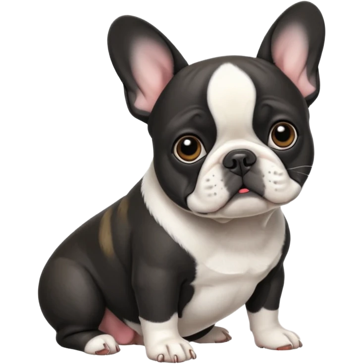 Чёрно Белый французский бульдог в разных позах emoji