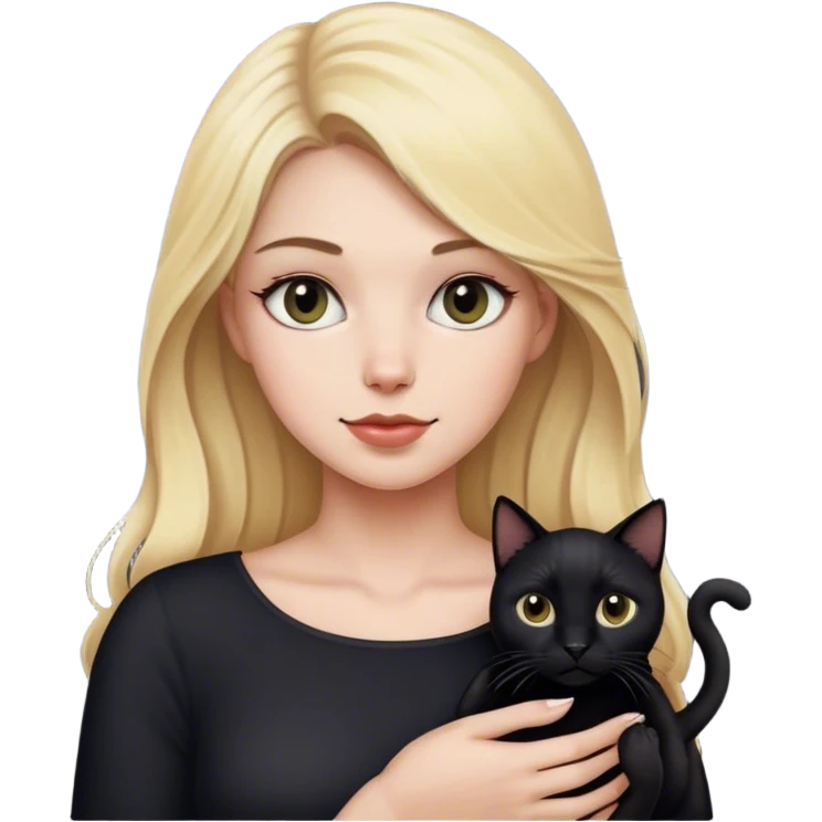 Blonde woman with black cat emoji