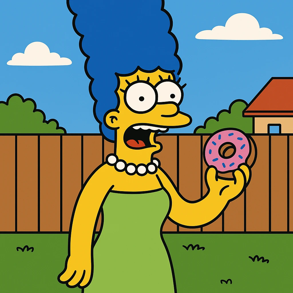 a character in the style of The Simpsons, yellow skin, cartoonish features, simple background emoji