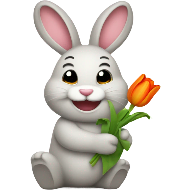 happy bunny with tulip emoji