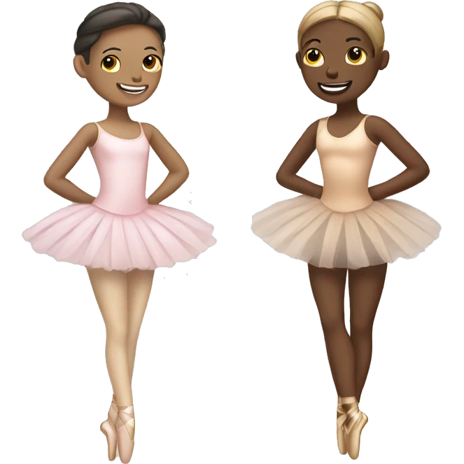 Two ballerina best friends one tan and one pale emoji