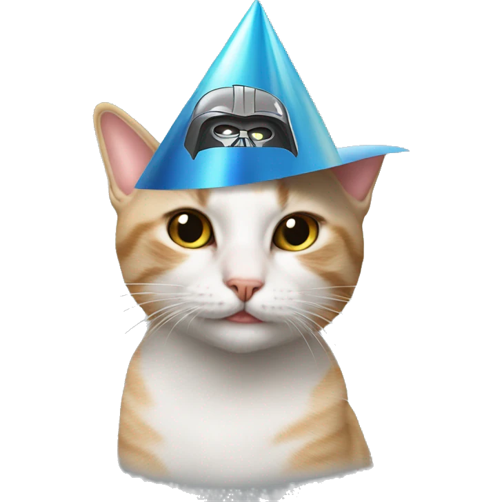 cat wearing a birthday hat at a star wars birthday party emoji