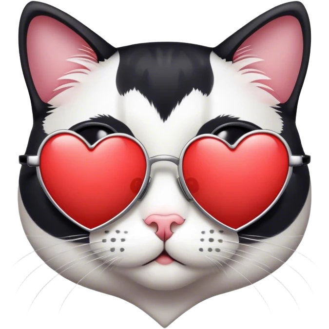 Black and white cat with heart sunglasses  emoji