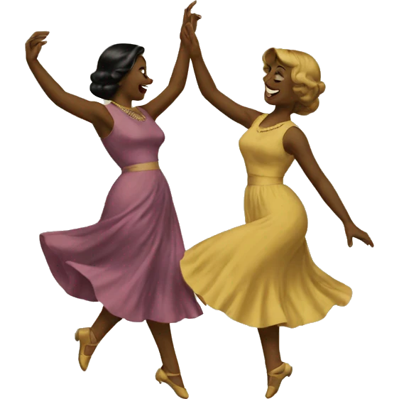 two women dancing, vintage, retro, aesthetic  emoji