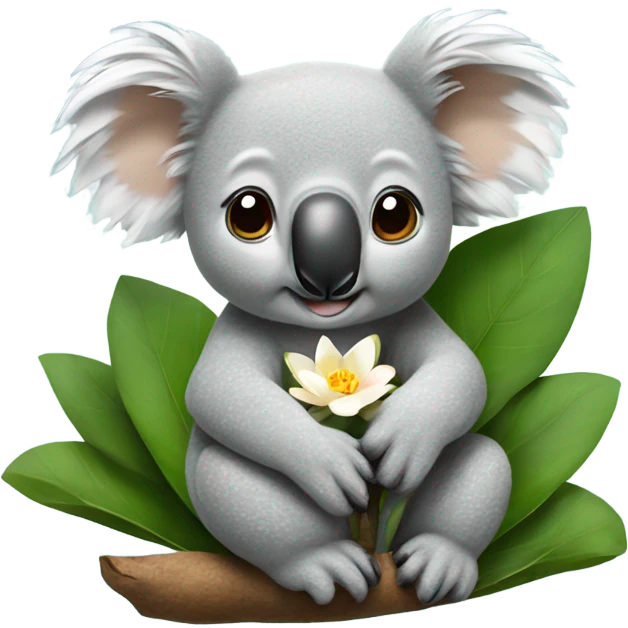 koala has a lotus flower on its head emoji