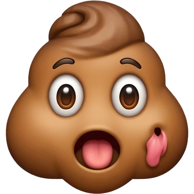 cartoon poop emoji with a surprised expression emoji