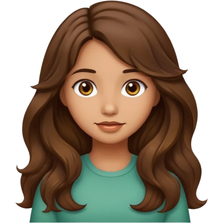 cute girl with long, wavy, meduim brown hair, olive skin emoji