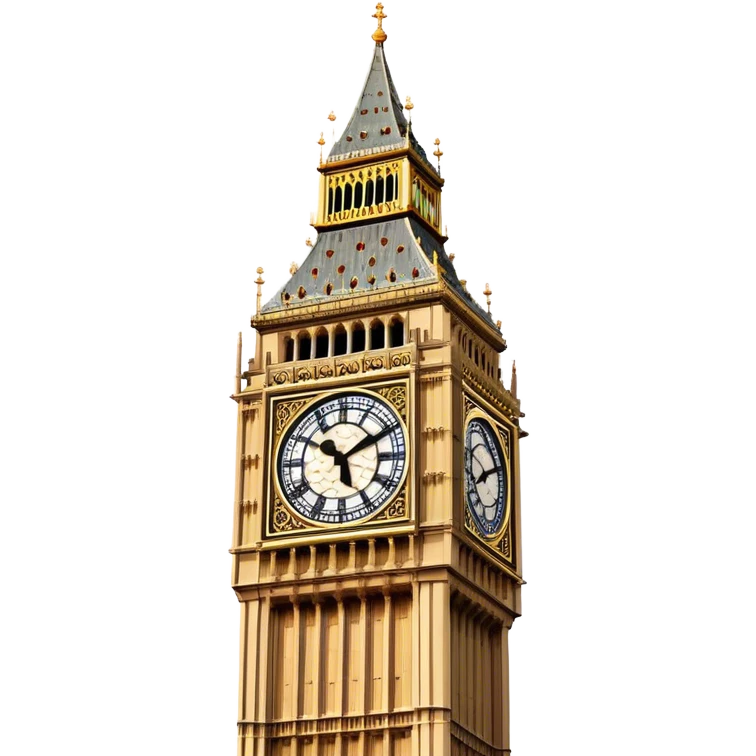 Cinematic Realistic Big Ben Landmark Emoji, showcasing the historic clock tower in exquisite detail rendered with dynamic lighting and rich textures that highlight its timeless grandeur. emoji