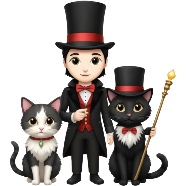 magician couple and their pet cat emoji
