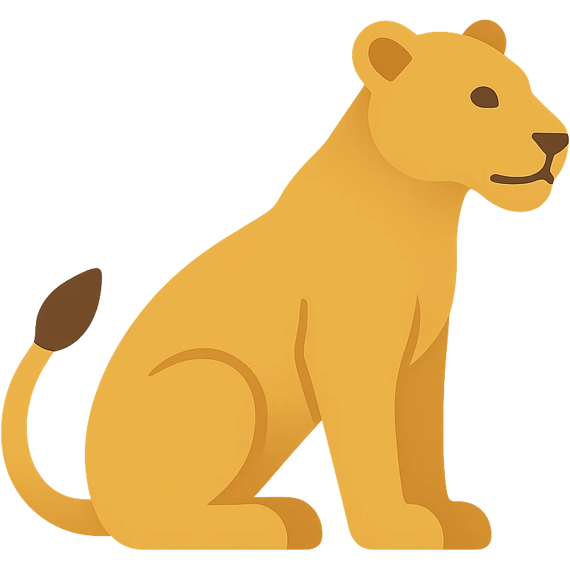 lioness, color icon, elegant and bold emoji