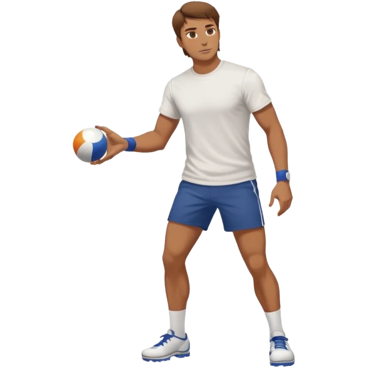 Jeune homme grand et costaud, brun qui joue à la pétanque emoji