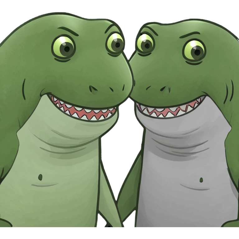 Shark with bald friends emoji