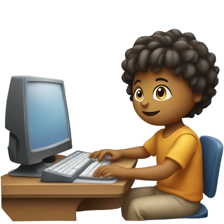 A kid with a keyboard emoji