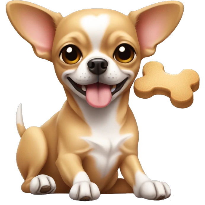 Tan chihuahua with dog bone emoji