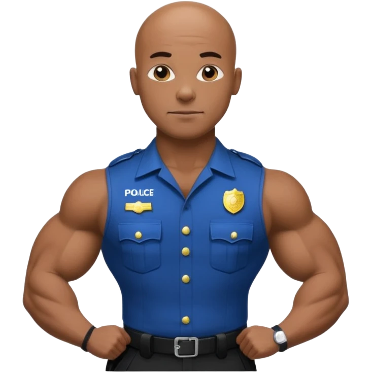 black bald police bodybuilder  emoji