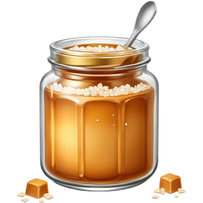 Salted caramel jar with small peaces of salt and without face emoji  emoji