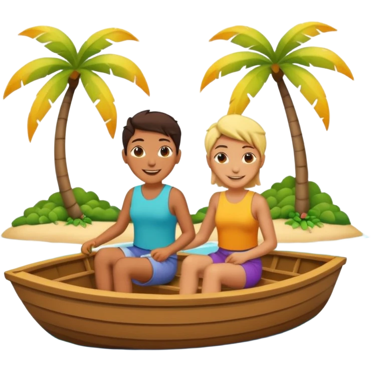 Two queer people on an island in a boat (non binary and lesbian) emoji