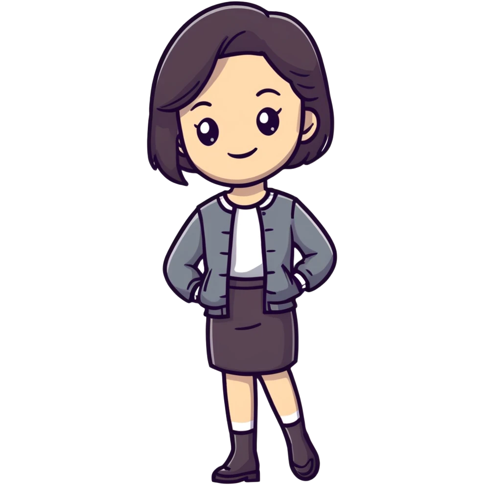 Poised British girl with fashionable outfit, graceful posture and subtle smile emoji