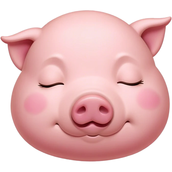 Meme-Worthy Cute Sleeping Pig Portrait Emoji, Head resting peacefully with a contented smile, showcasing a delightfully stout build and a luxuriously soft rosy-pink hide, eyes shut in a serene, restful nap, Simplified yet hilariously adorable features, highly detailed, glowing with a soft, drowsy light, high shine, relaxed and utterly lovable, stylized with an air of playful laziness, bright and heartwarming, soft glowing outline, capturing the essence of a comically sleepy pig, so meme-worthy it feels like it could instantly become the next viral sensation of adorable slumber! emoji