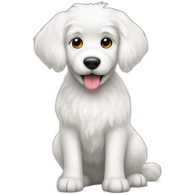 furry white dog with christmas emoji