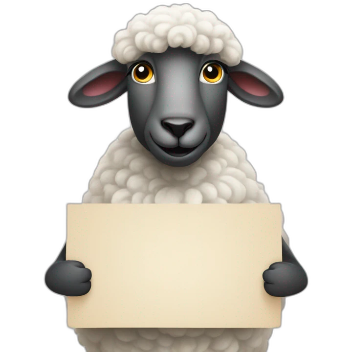 sheep holding sign saying “hi” emoji
