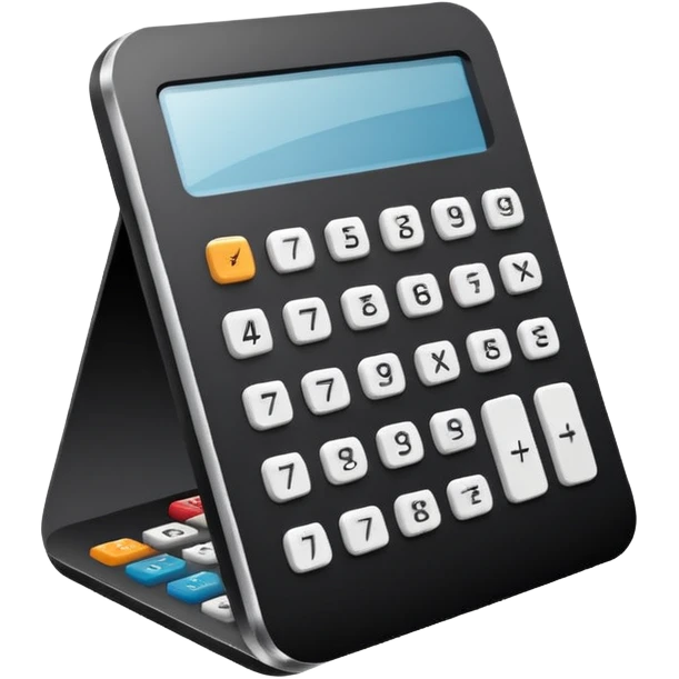 Minimalistic flat vector icon, iOS style, thin black contour on white background. Calculator and geometric shapes (triangle, circle). No text, no shadows. emoji
