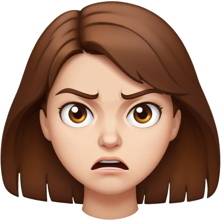angry woman with brown hair sitting avoiding conversation emoji