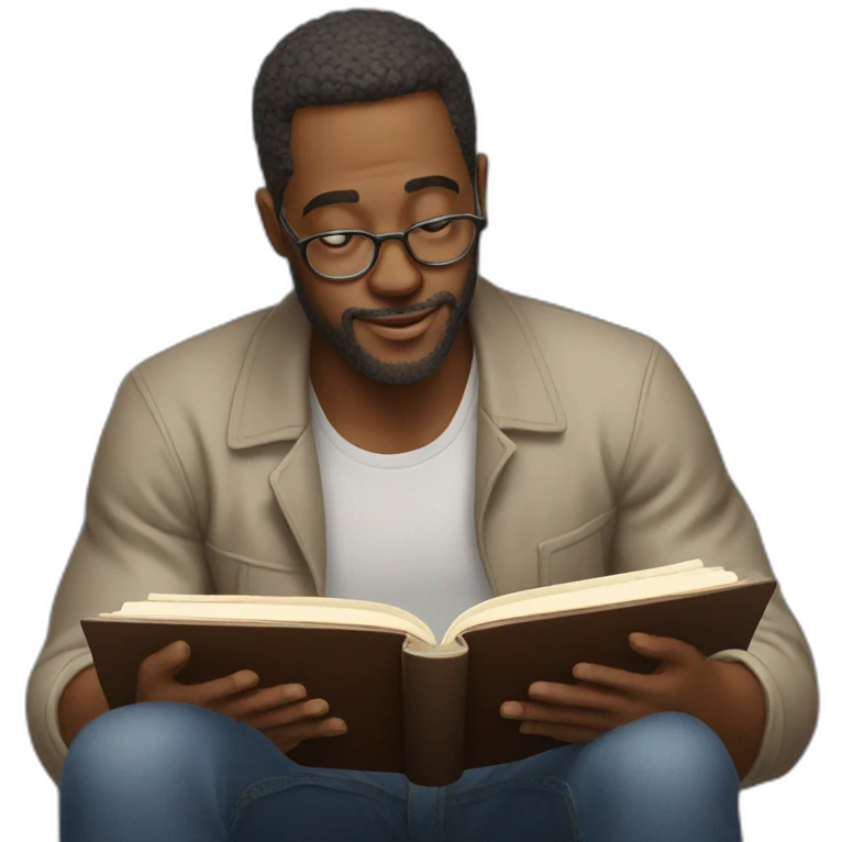 a man reads a book about color emoji