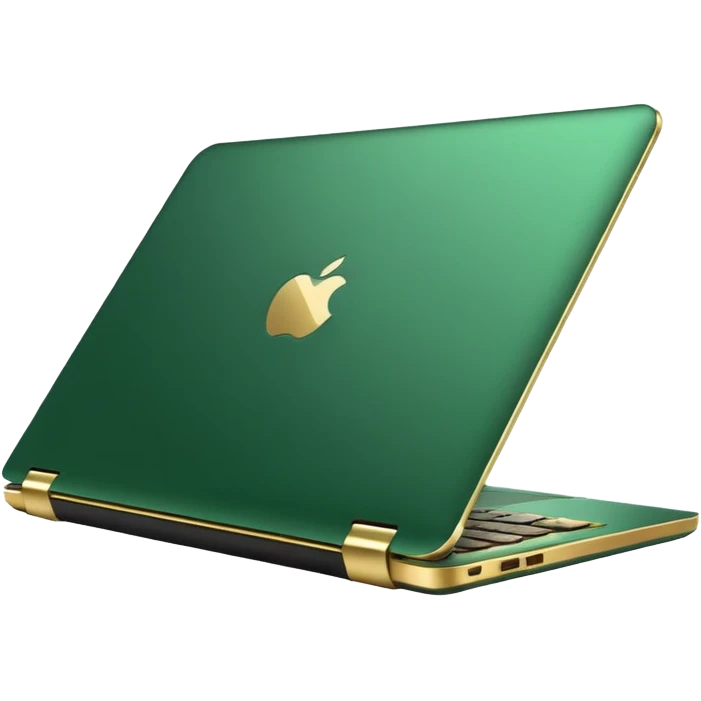 laptop without logo`s in golden and green colours emoji