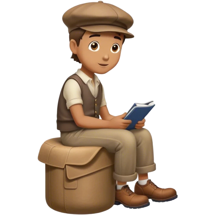 Man with giant lump in his lap in the shape of a cylinder running down the side of his leg but contained within his pants with the newsboy hat (flatcap) emoji