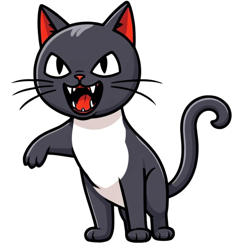 A black cat with bloody fangs emoji