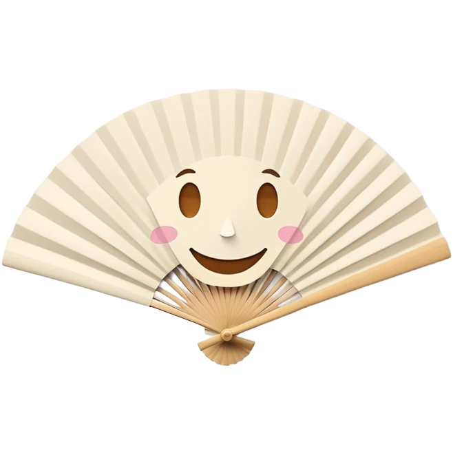 Paper fan with a cute smiling face emoji