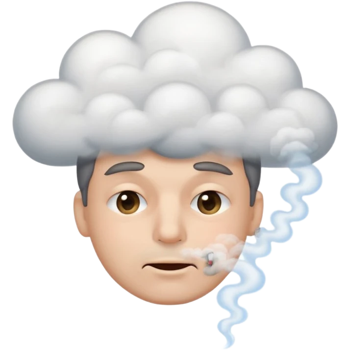 A male squinting his eyes but the mouth is blowing out emoji