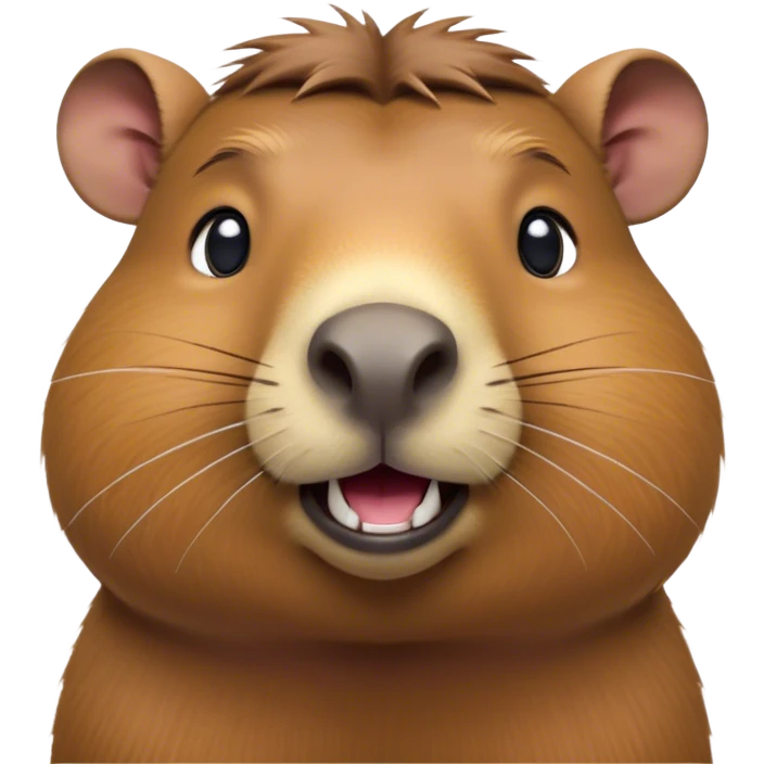 Cinematic Comical Capybara Portrait Emoji, Head tilted dramatically with an exaggeratedly amused expression, featuring a robust, rounded build and a distinct capybara face with a broad snout and quirky, small ears, rendered with lifelike soft fur and wide, comically expressive eyes brimming with playful disbelief; high shine, dramatic yet playful, styled with an air of cheeky mischief, soft glowing outline, capturing the essence of a spirited and over‐the‐top capybara that looks ready to side‐eye its way into viral fame! emoji