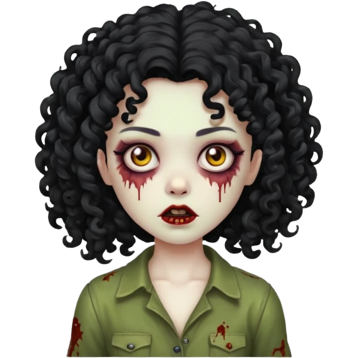 girl zombie with big black curly hair  emoji