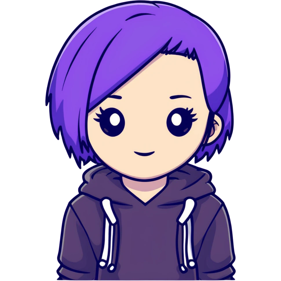violet hair emo girl emoji
