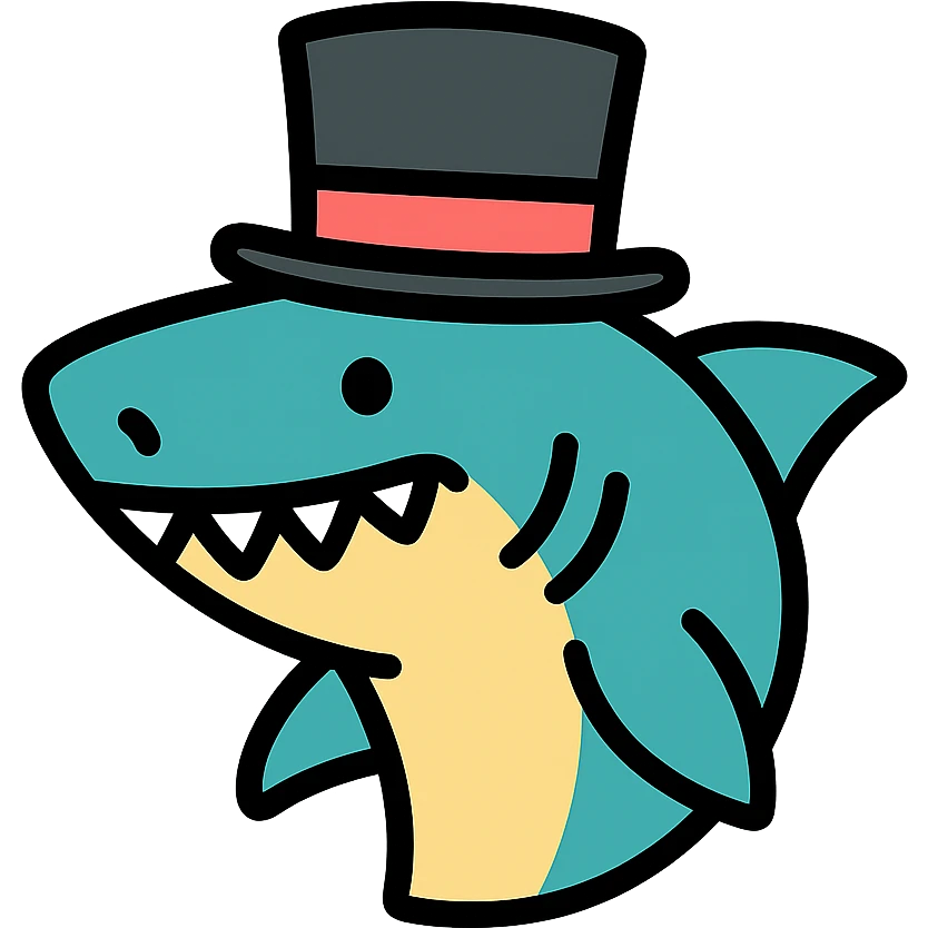 shark wearing a top hat, color icon emoji