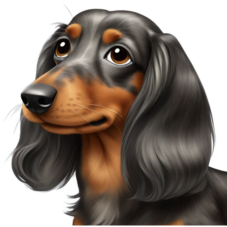 Long haired brindle dapple dachshund  emoji