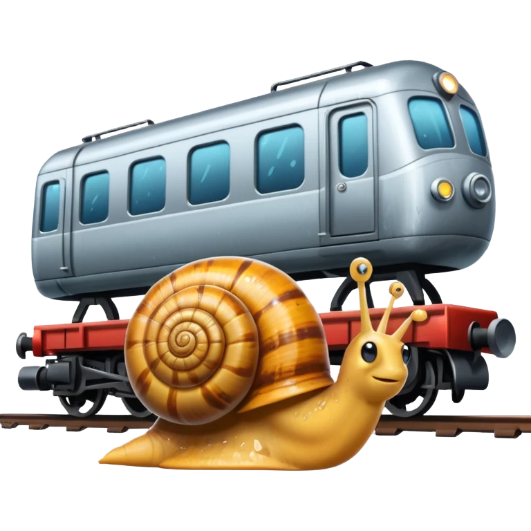 snail under the rain next to the train emoji