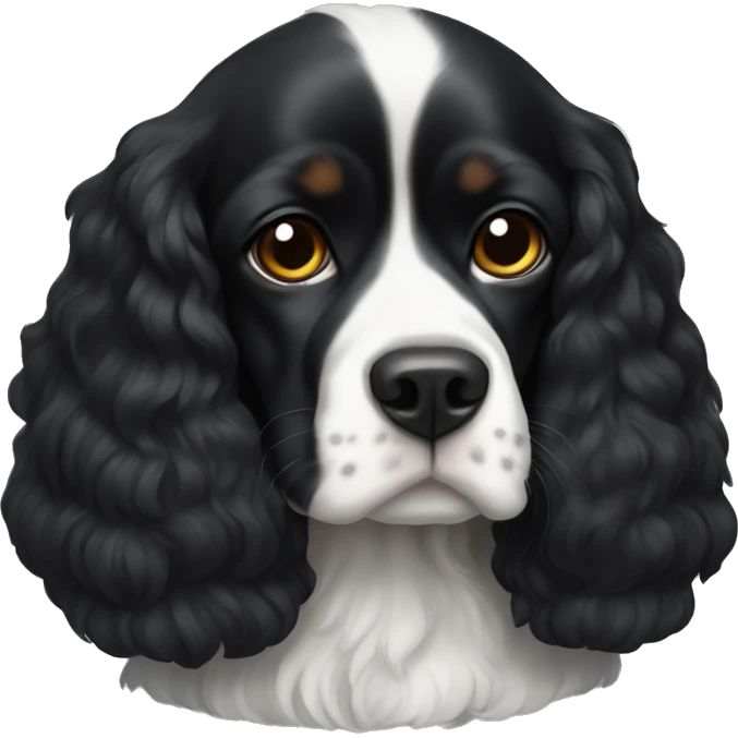Small completely black king spaniel with white on chest emoji