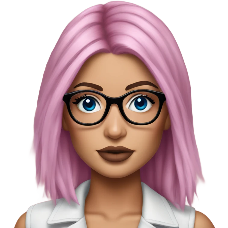 Hyper Realistic kylie jenner pink hair blue eyes and glasses  emoji