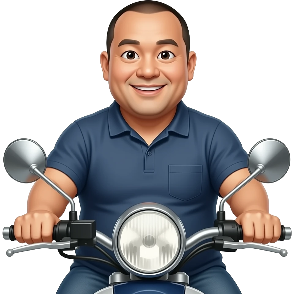 Bald fat Asian man on motorcycle emoji
