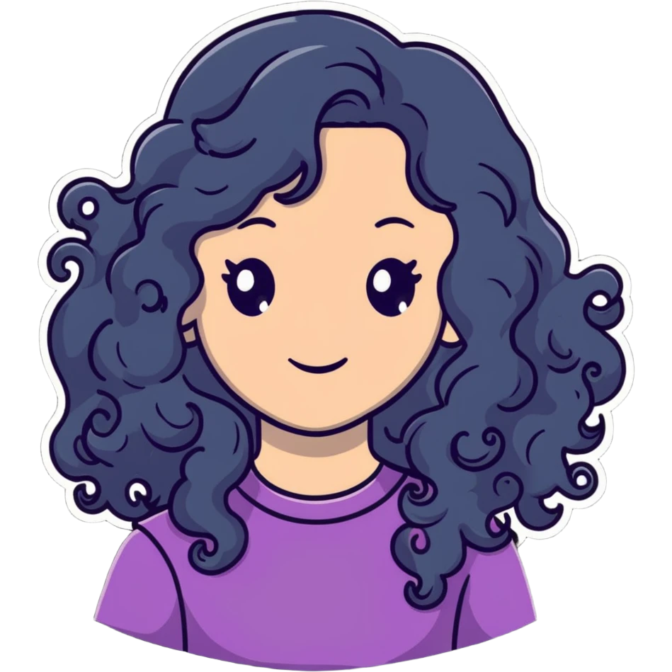 Cute girl with long wavy curly hair emoji