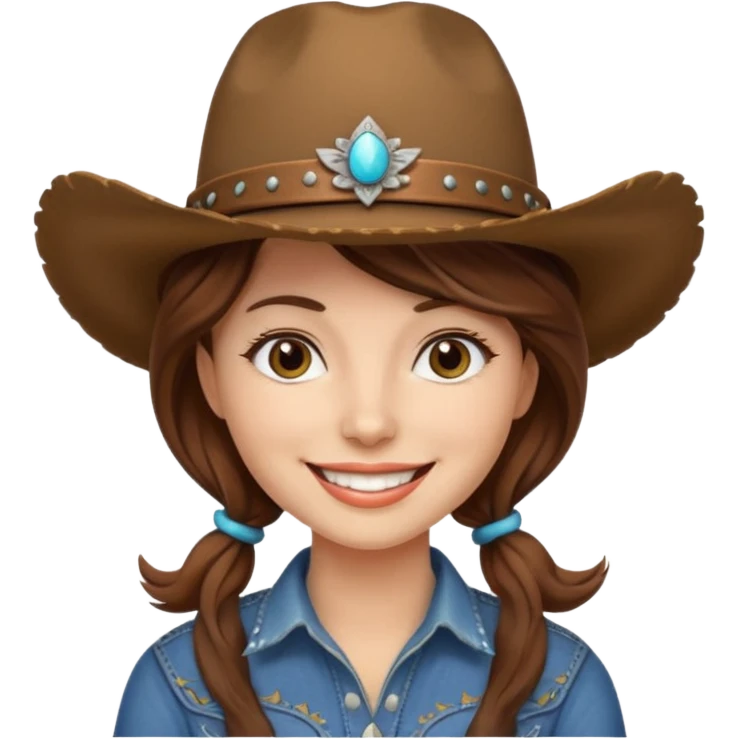 cowgirl with really cool cowgirl hat smiling emoji